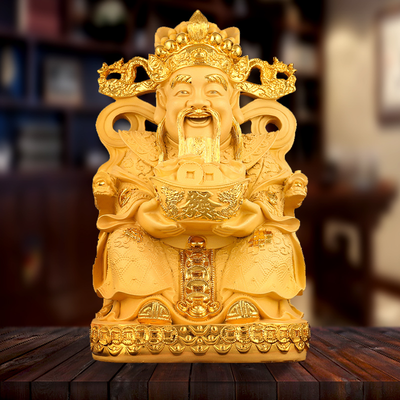 文财神爷佛像招财进宝摆件大号金色居家用供奉供位神像树脂工艺品