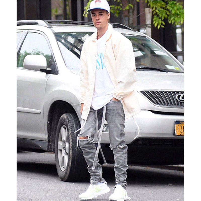 高街比伯长裤灰色黑灰拉链同款fog季比伯第六牛仔裤