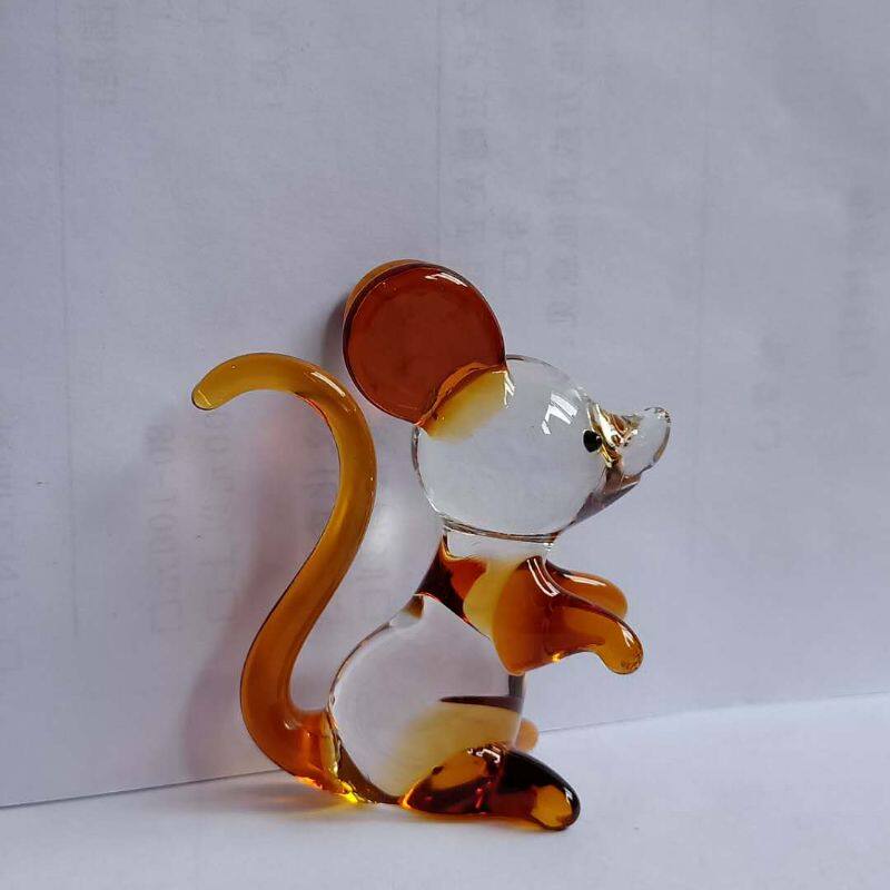 水晶玻璃拉丝工艺品老鼠十二12生肖生日礼物手工制作琉璃摆件包邮