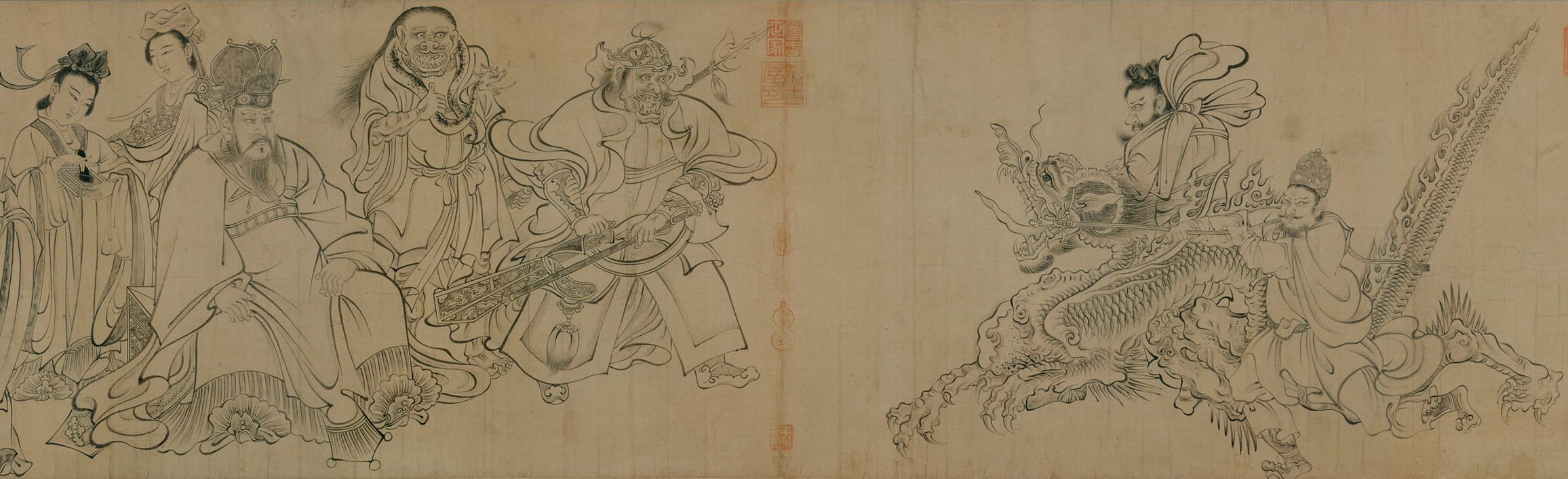 国画人物画客厅字画书画作品名人画圣吴道子天王送子国画