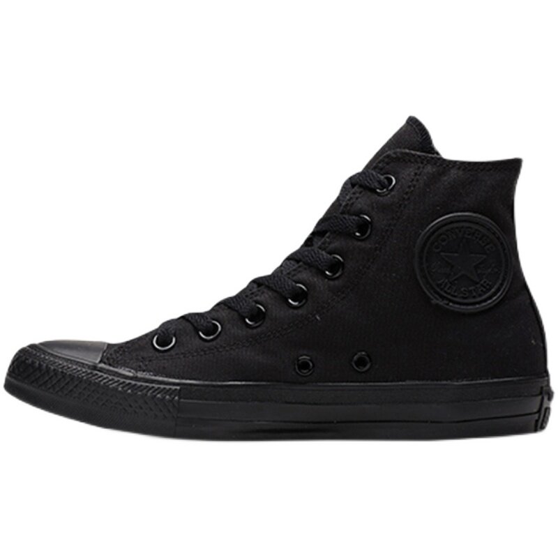 越墙converse匡威威帆布鞋经典黑武士高帮低帮纯黑板帆布鞋