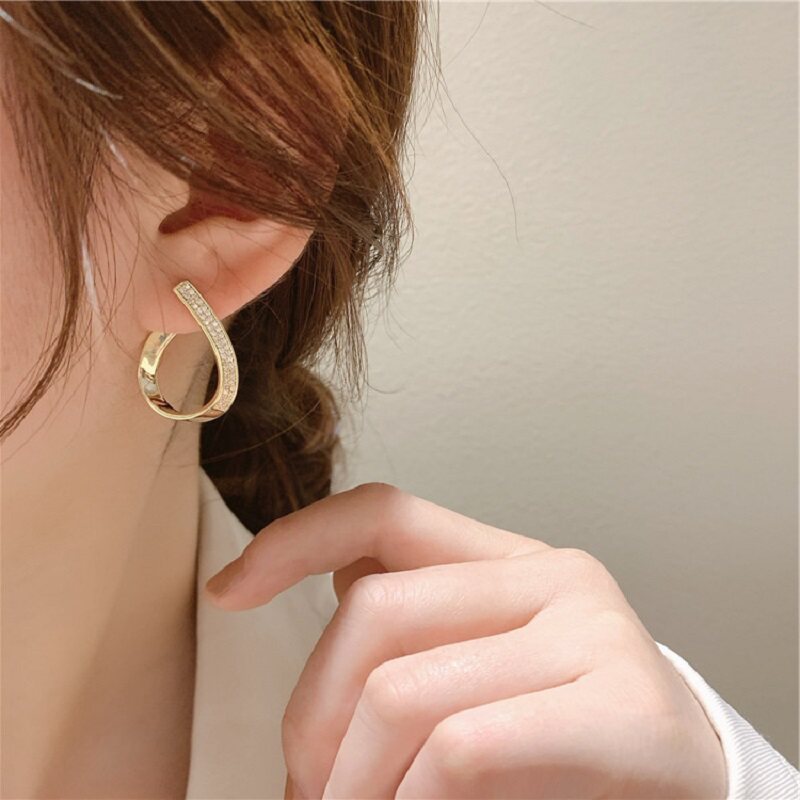 韩国东大门夏季s925银针简约金属风水水滴耳钉耳环