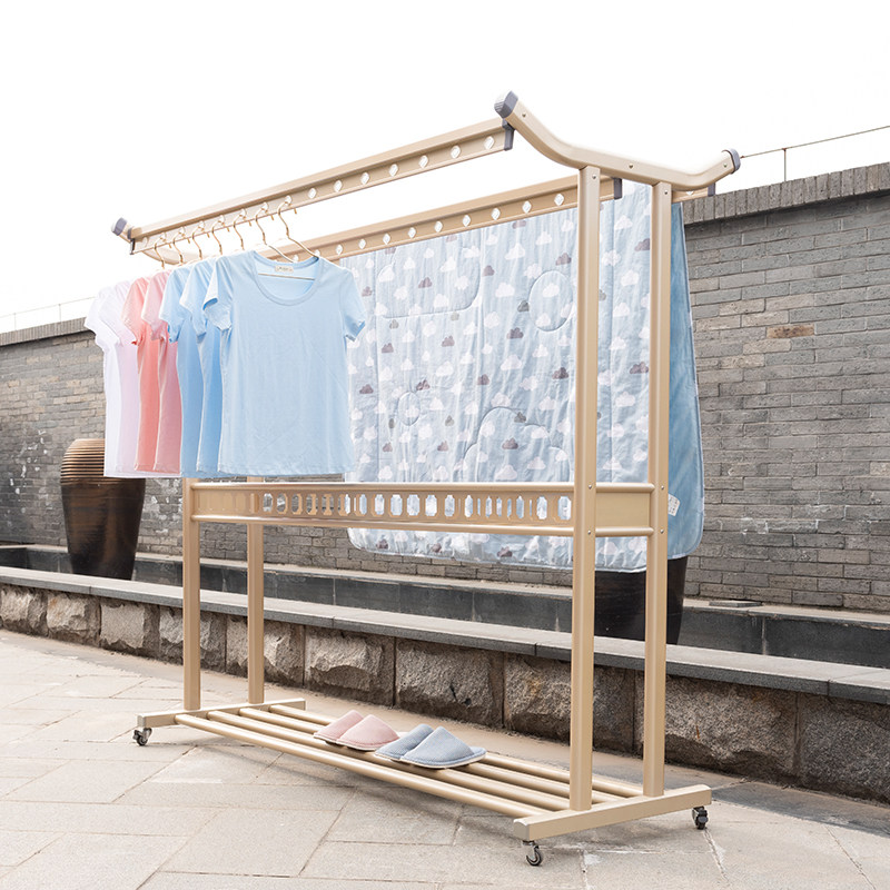 大型户外落地晒衣架移动式多功能置物架别墅室外防风晒被子架