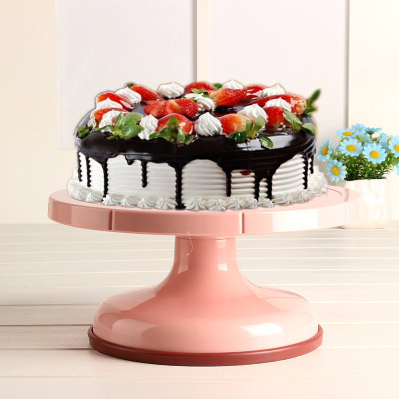 裱花台8 10寸生日蛋糕塑料玻璃铝合金裱花转台防滑转盘套装家用