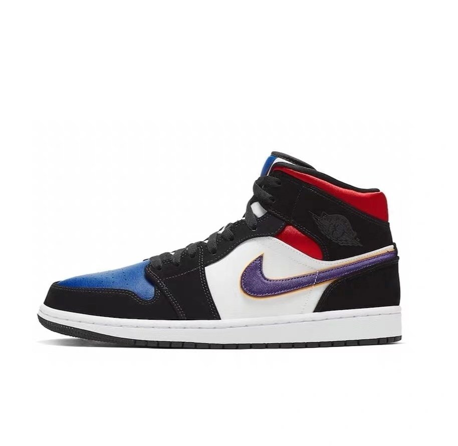 airjordan1midseaj1湖人中帮篮球鞋红蓝bq6931005