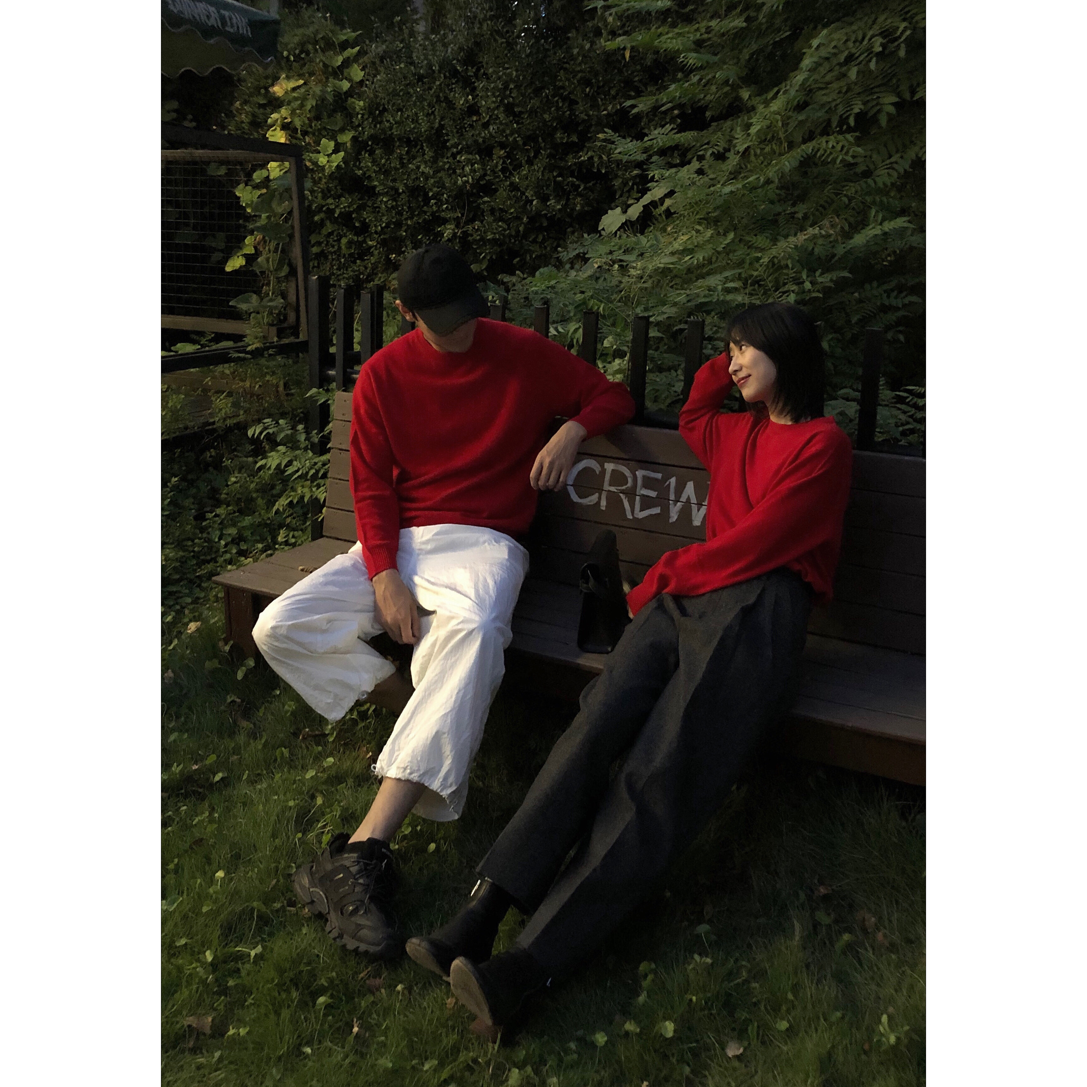 英国J Homme纯山羊绒 经典圆领红色针织衫男女 本命年新年仪式感