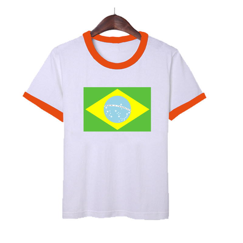 巴西国旗男女纯棉恤衫学生班服球迷亲子装儿童t恤