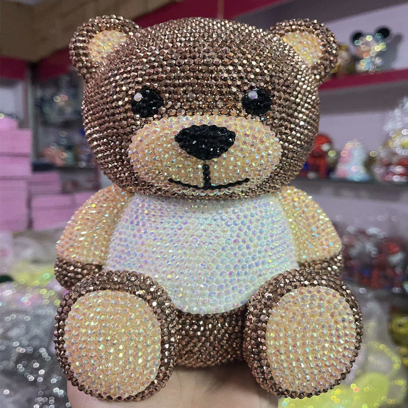 贴钻泰迪熊熊手工手工镶钻熊公仔公仔存钱零钱储蓄罐储蓄罐