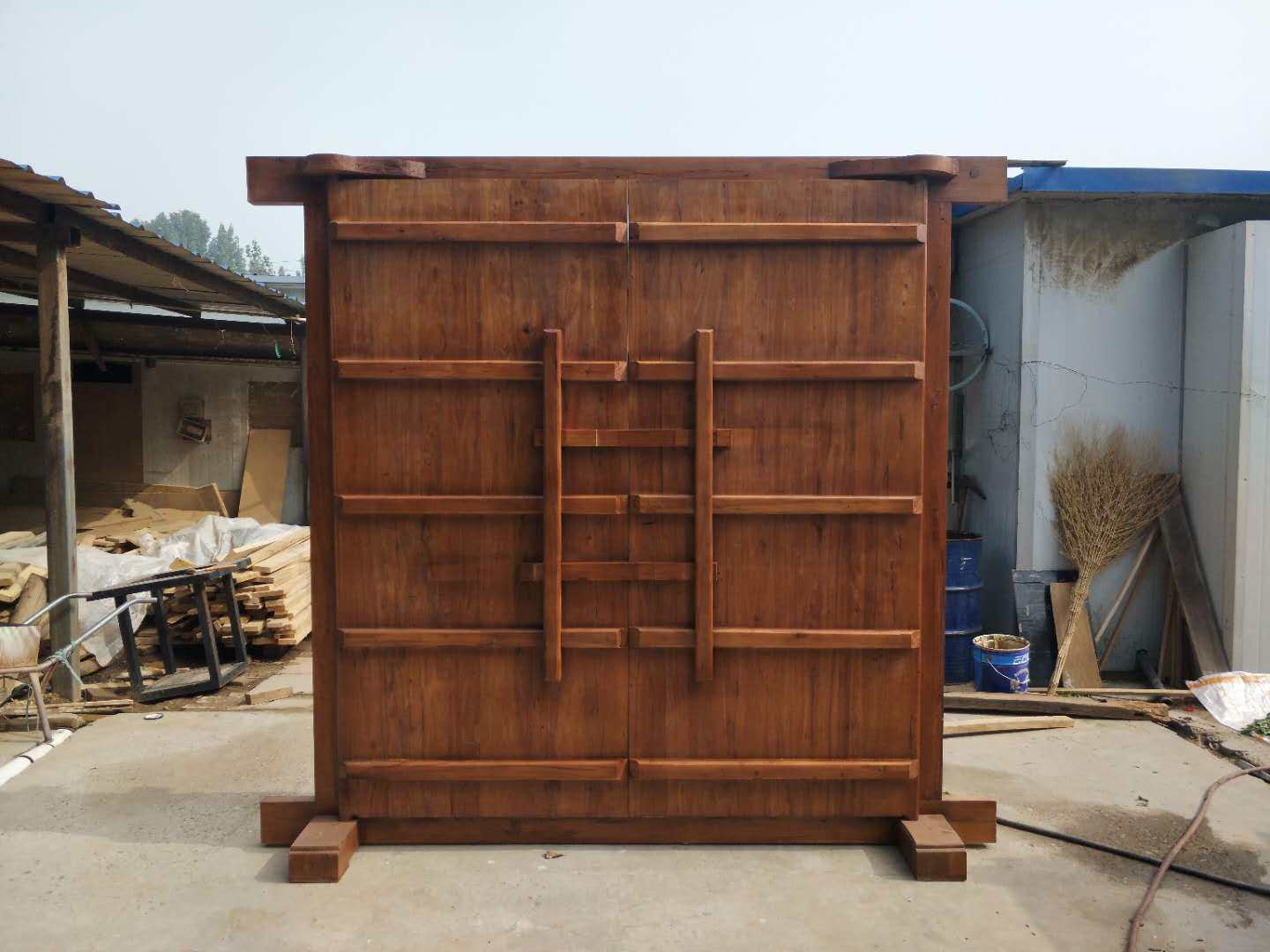 实木门榆木门楼别墅茶楼会所山庄庭院进户门仿古木门古典大门定制