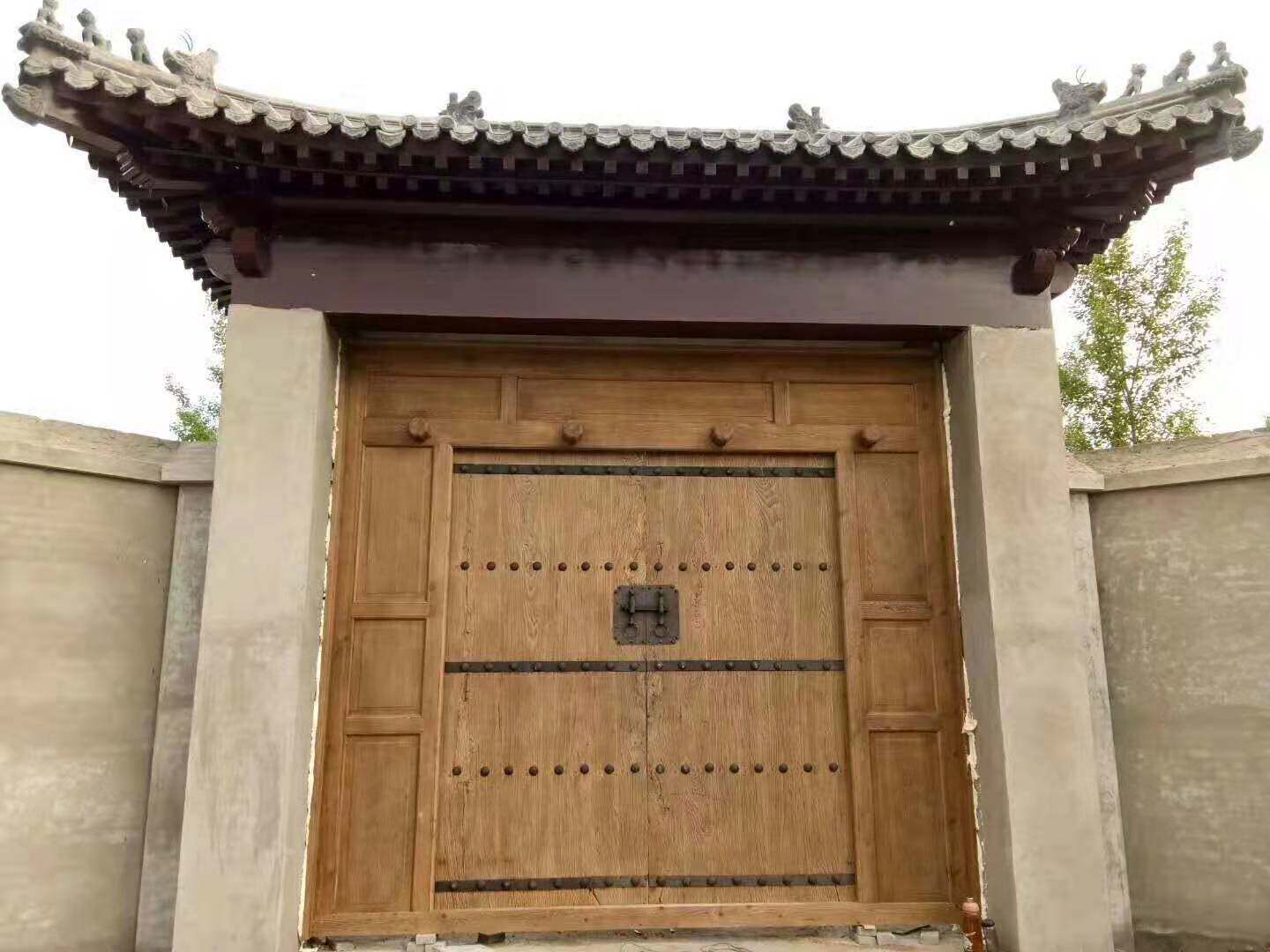 实木门榆木门楼别墅茶楼会所山庄庭院进户门仿古木门古典大门定制