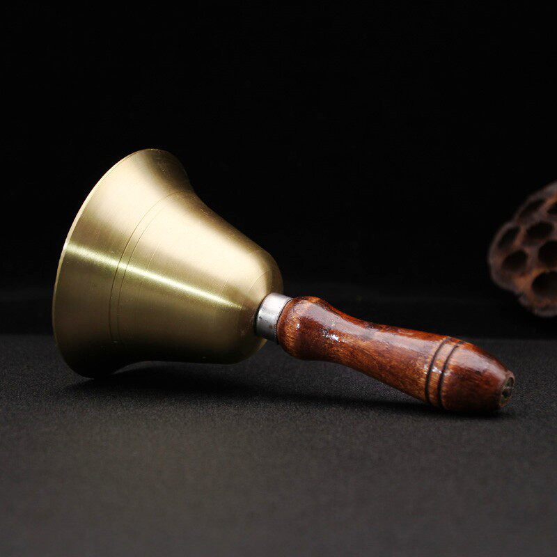 铜铃手摇铃铃铛包邮木柄纯乐器小课下课手摇大课摆件