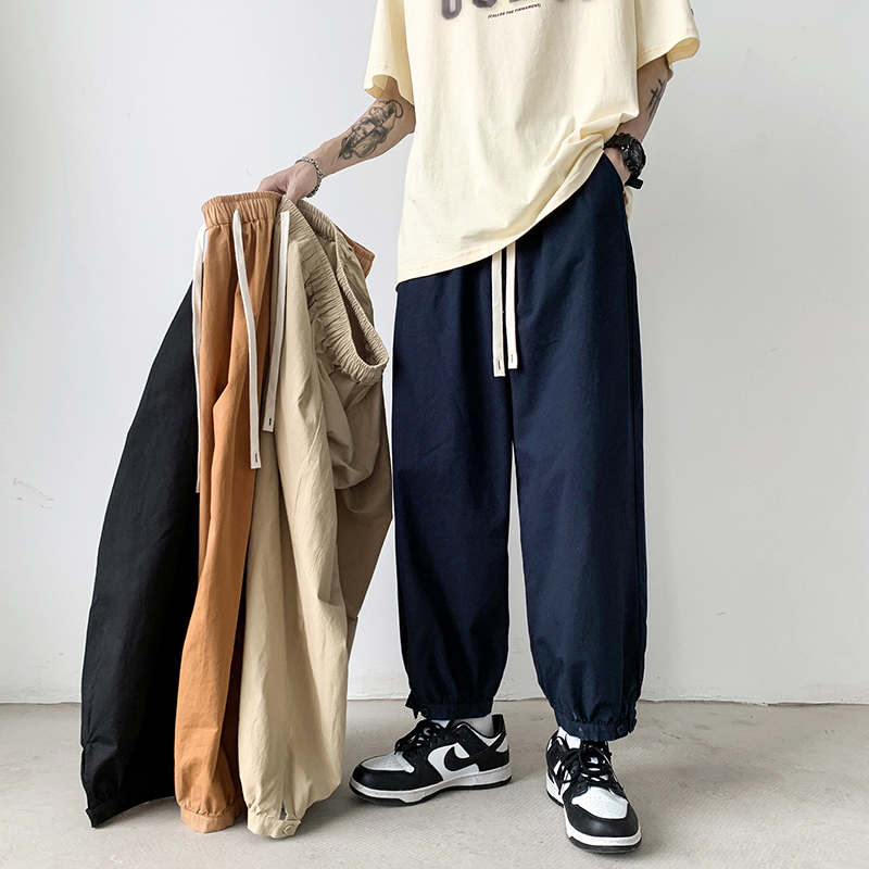 夏季九分裤男宽松直筒日系港风薄款学生百搭ins潮牌9分休闲束脚裤