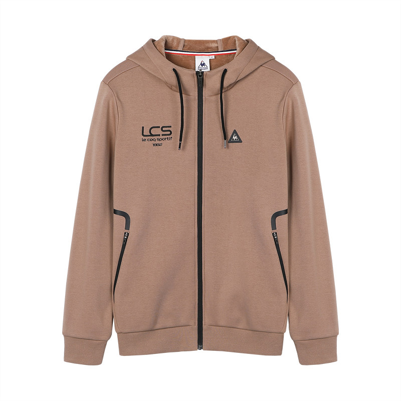 乐卡克法国公鸡加厚抓绒保暖带帽拉链开衫运动外套男cb-5608193