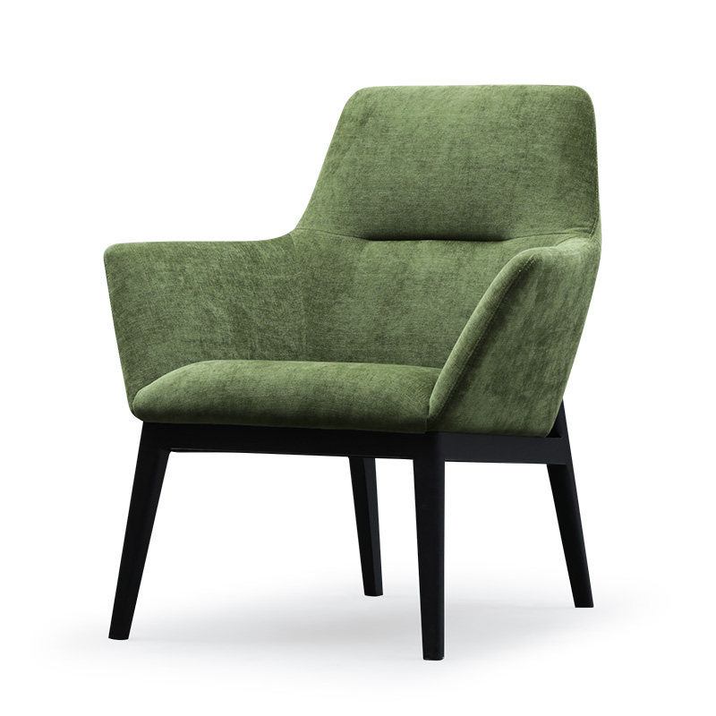 绒布实木单人休闲椅简约现代阳台意式沙发椅卧室老虎椅北欧设计师