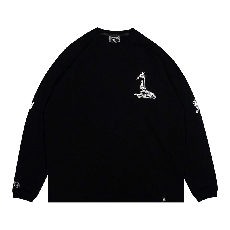 GRAF原创品牌【暗黑系列】骷髅天使长颈鹿白花朵秋冬落肩厚实长袖