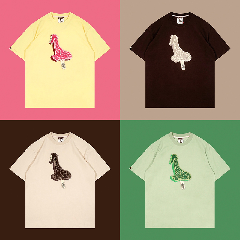 GRAF原创品牌夏限定特殊包装LickItLoveIt长颈鹿冰棒雪糕刺绣短袖