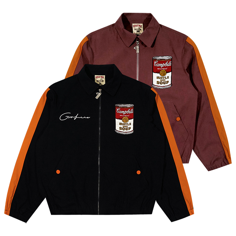 GRAF原创品牌艺术家俱乐部奋斗罐头汤硬挺面料工装拉链外套夹克