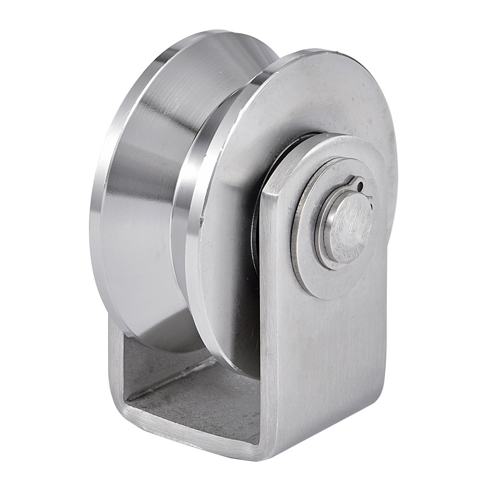 不锈钢承重滑轮u/v/h型大小平移凹槽型轴承轨道门轮304角轮包邮