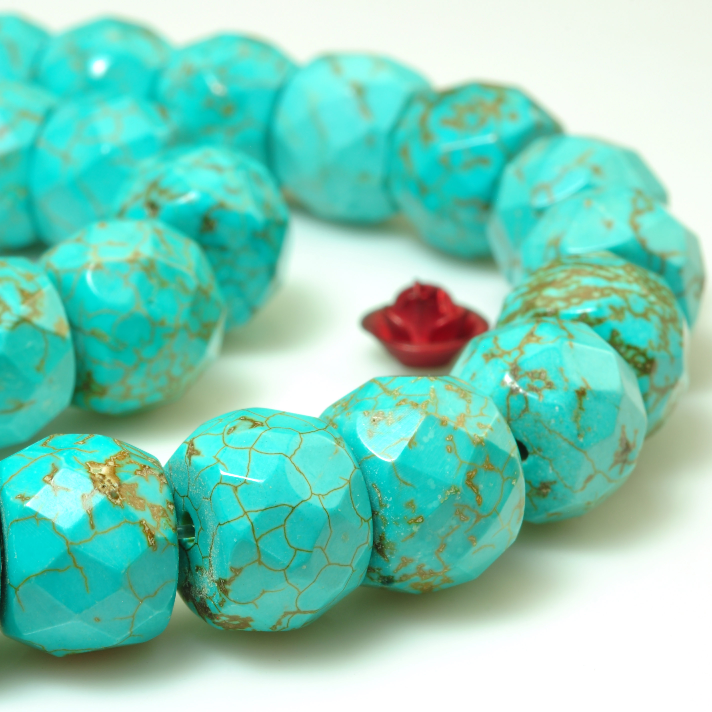 绿松石散珠宝首饰品大切面算盘珠手工手链diy材料项链女手串珠子