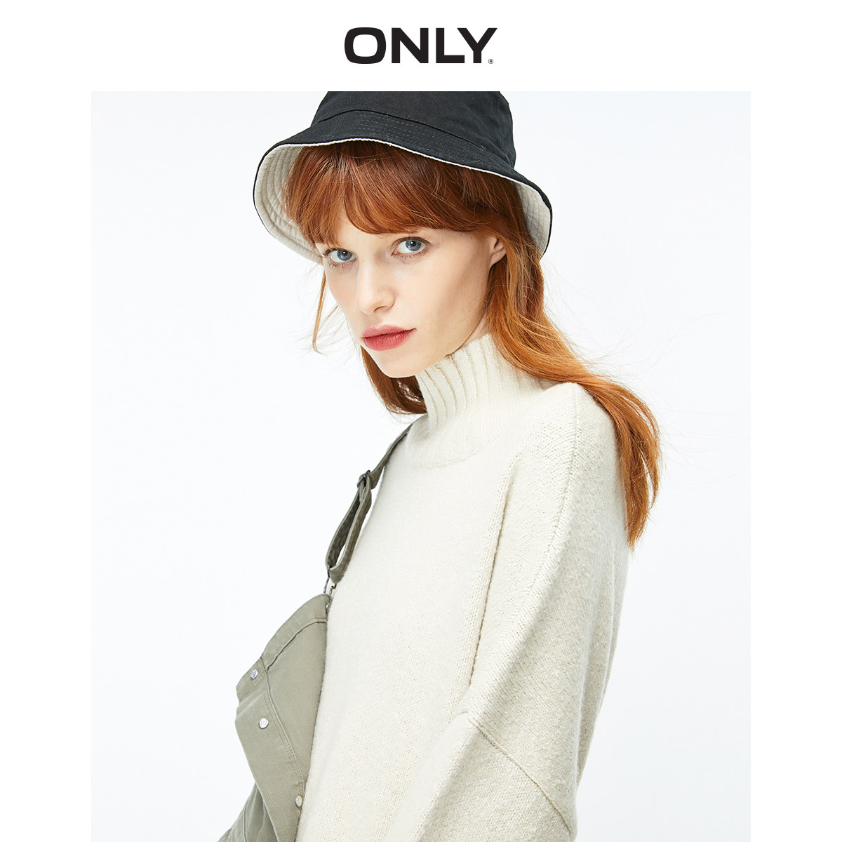 [新]only新款宽松袖口卷边毛衣针织衫女|119313516