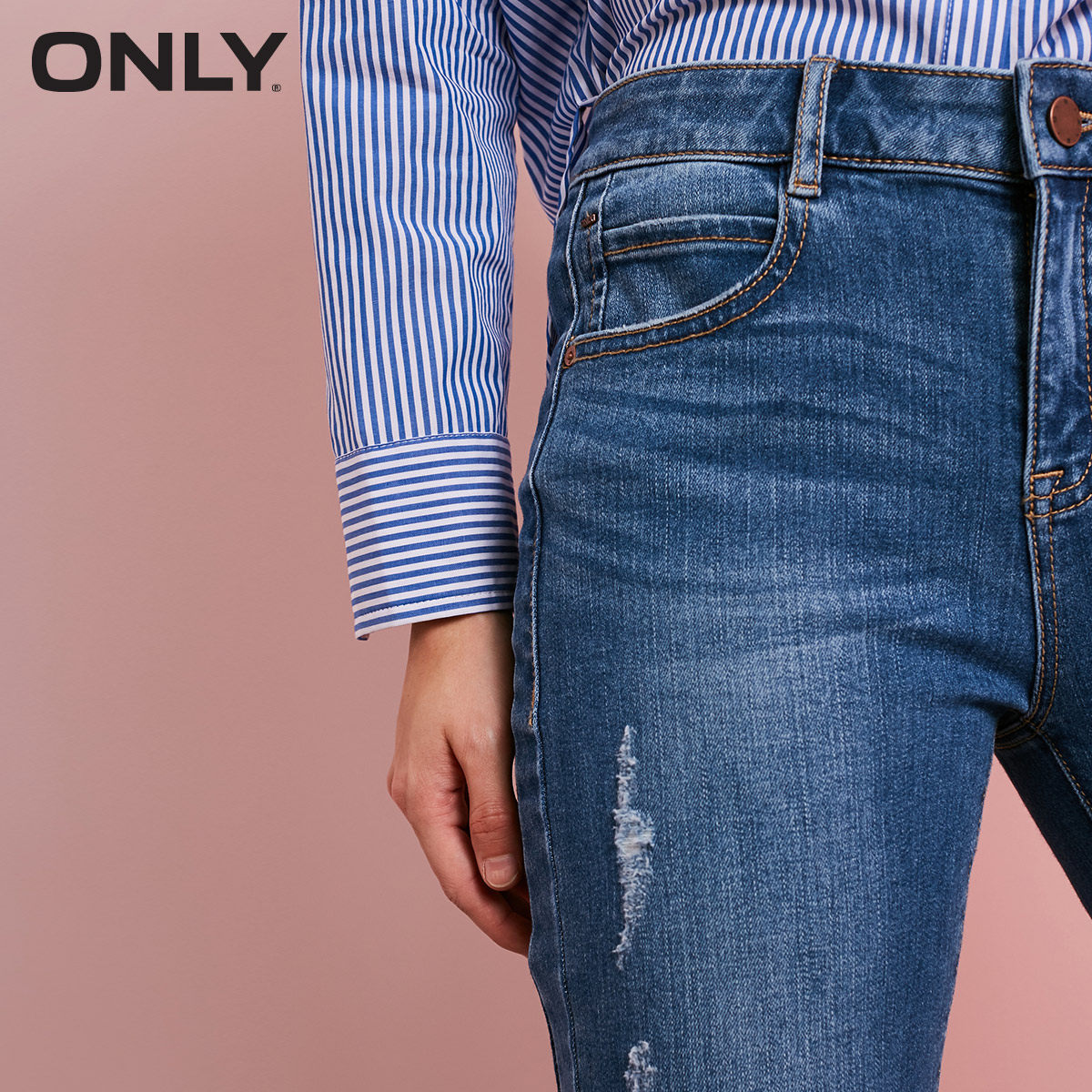 only2018夏季新款磨破九分牛仔裤女|118149645