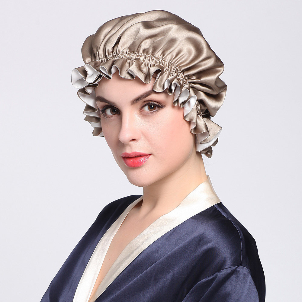 lilysilk桑蚕丝两面真丝睡帽家居帽子护发月子帽睡眠帽包邮