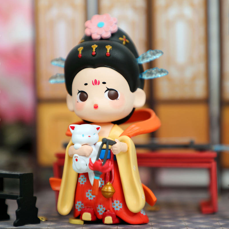 国潮盲盒手办可爱古风公主唐朝灿如繁星遇见长安摆件娃娃青壹坊