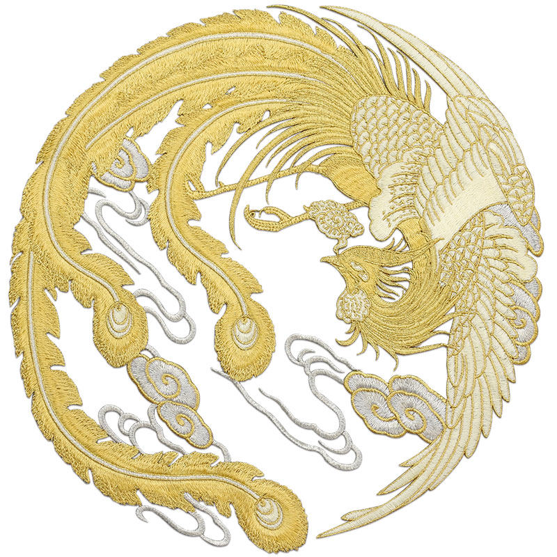 金线凤凰圆形布贴戏民族服饰装饰贴花网绣重工蕾丝布贴