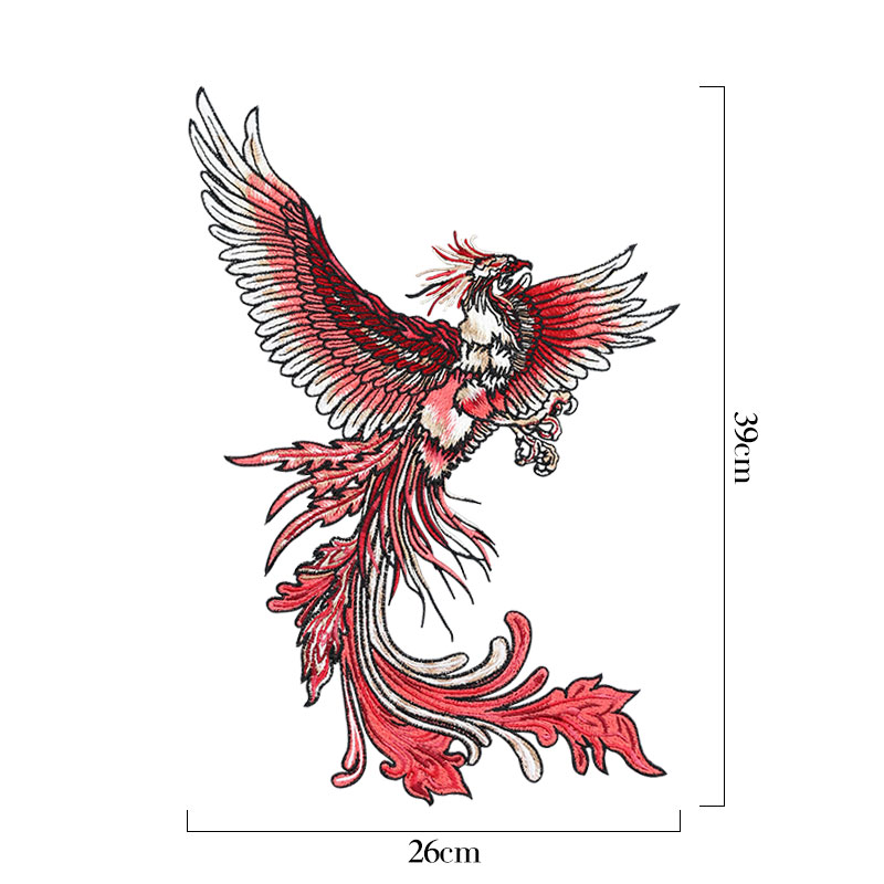刺绣中国国风朱雀大号布贴补丁diy牛仔时尚布贴