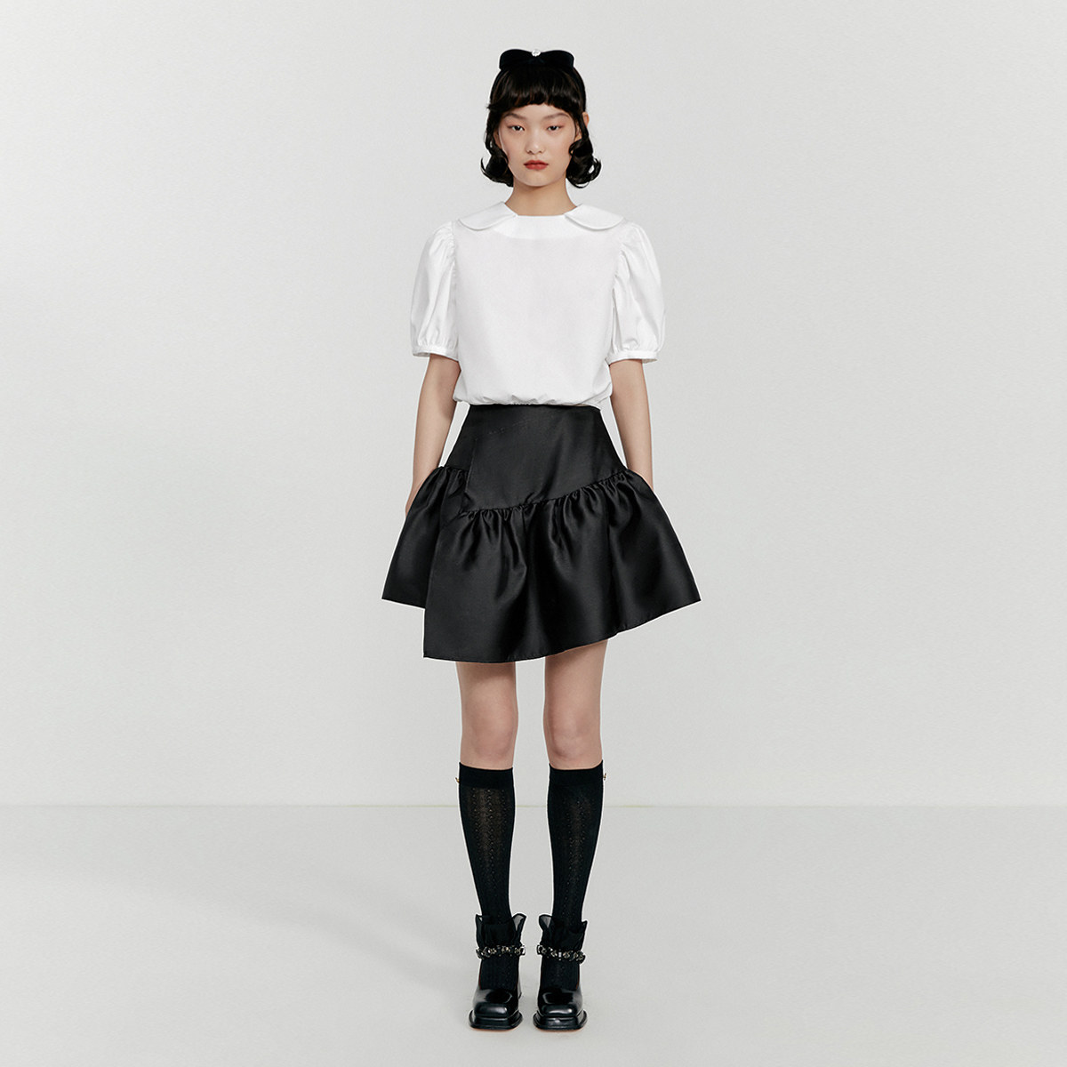 shushutong联名太平鸟吊带连衣裙小黑裙两件件套法式少女连衣裙