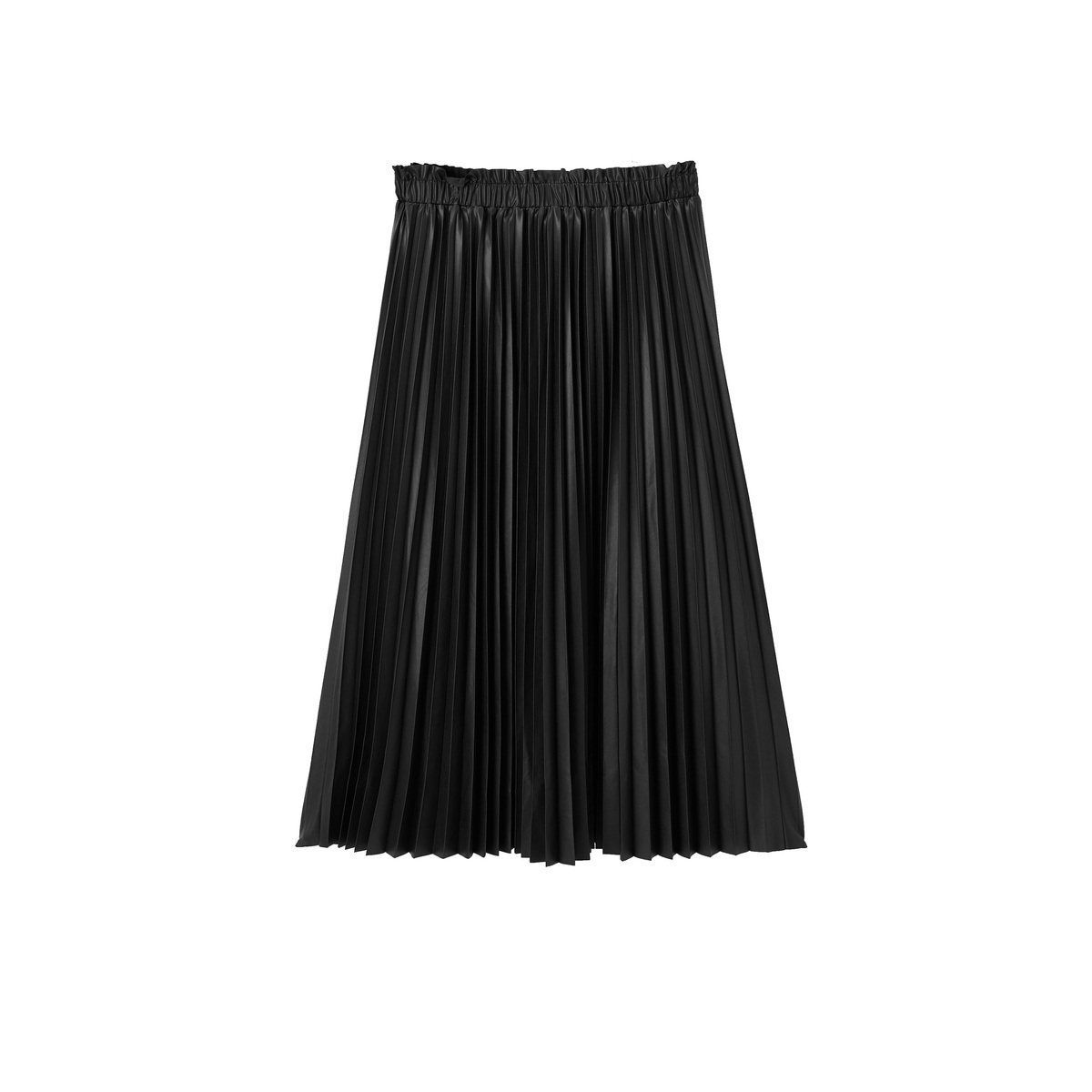 太平鸟女士时尚2020年冬季新款pu压皱百褶长裙半身裙