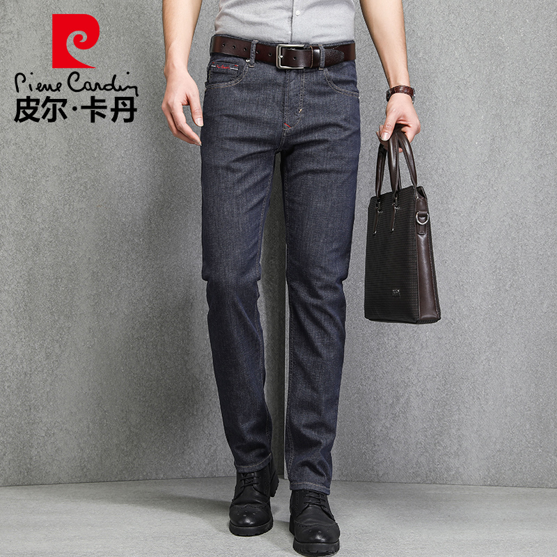 皮尔卡丹夏季商务休闲牛仔裤男帅气轻薄弹力透气春季男士牛仔裤子