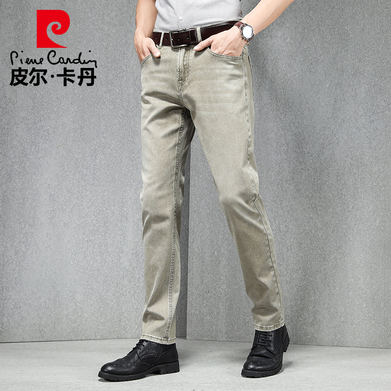 皮尔卡丹夏薄款男士牛仔裤修身休闲长裤韩版潮流潮牌直筒轻薄男裤