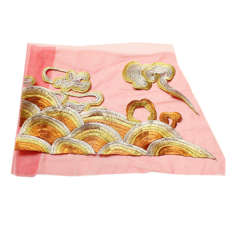 刺绣云纹花边重工海水祥云布贴纹布波浪无胶布贴