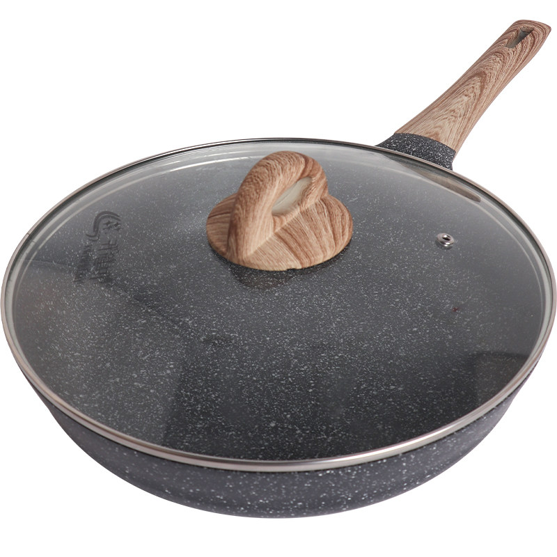 麦饭石平底锅不粘锅煎蛋烙饼煎饼燃气灶适用家用牛排煎锅