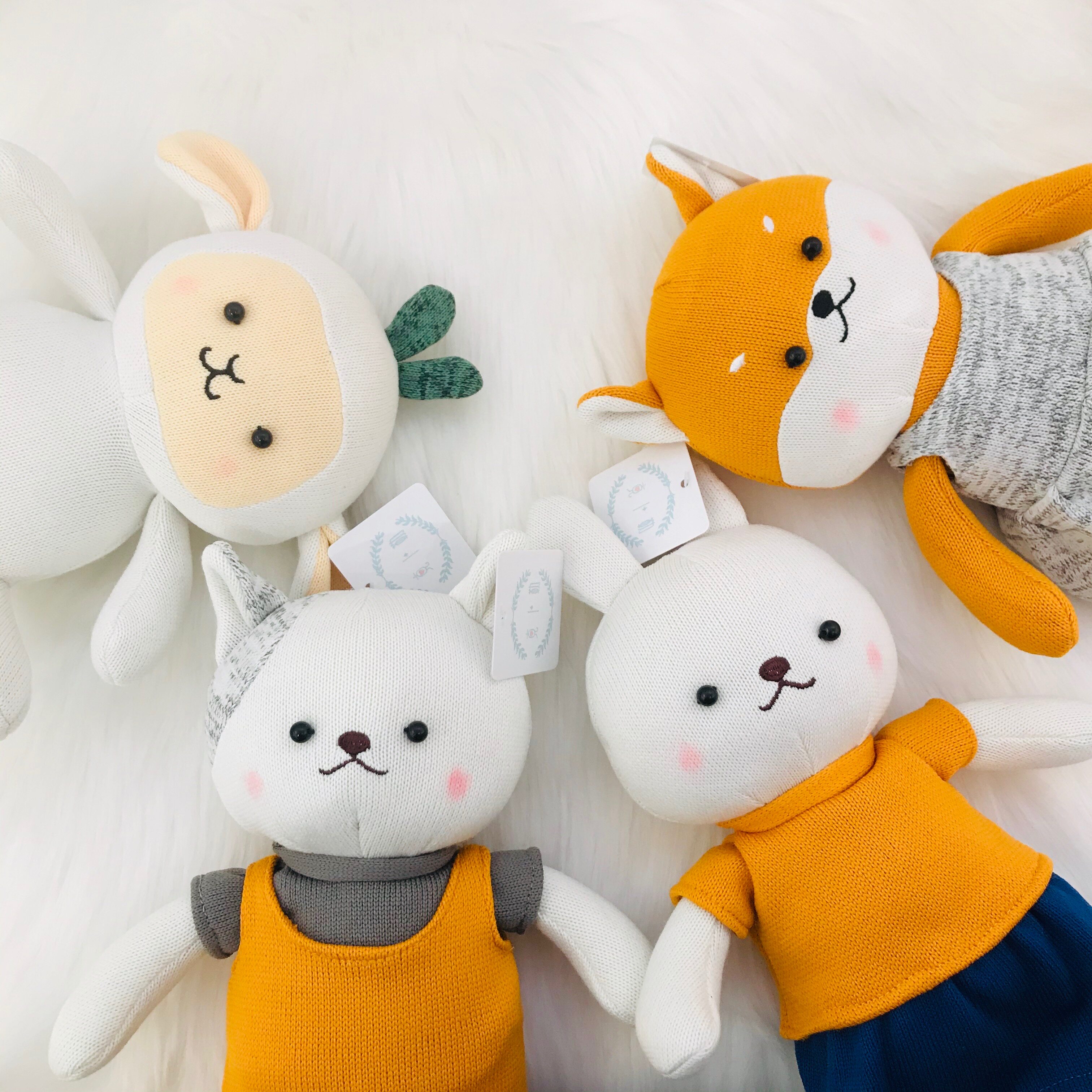 ins北欧风针织毛线玩偶小白兔毛绒玩具狐狸公仔可爱猫咪小羊娃娃