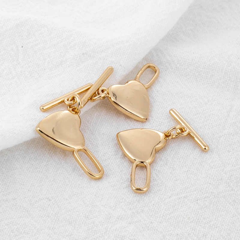 14k手链饰品diy扣头链接心形扣桃ot爱心扣