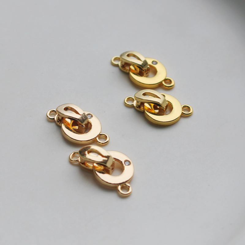 14k铜包金保10mm圆形锆石卡扣吊坠项链链接扣