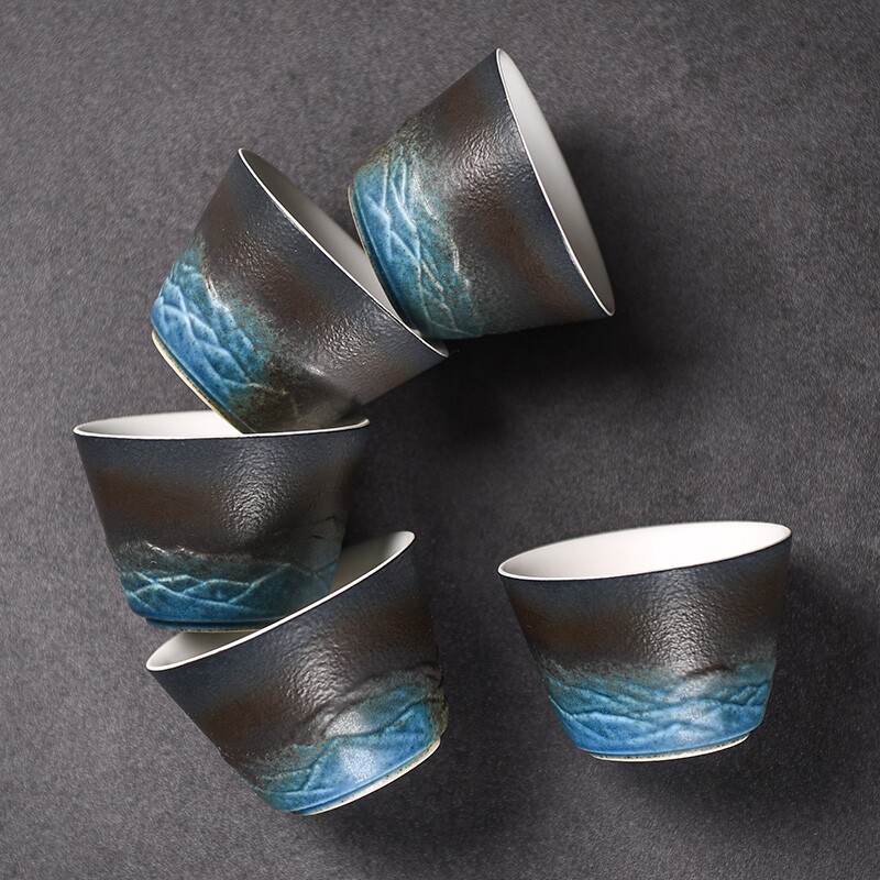 山川彩陶功夫功夫茶茶杯家用陶瓷禅意茶具主人茶杯