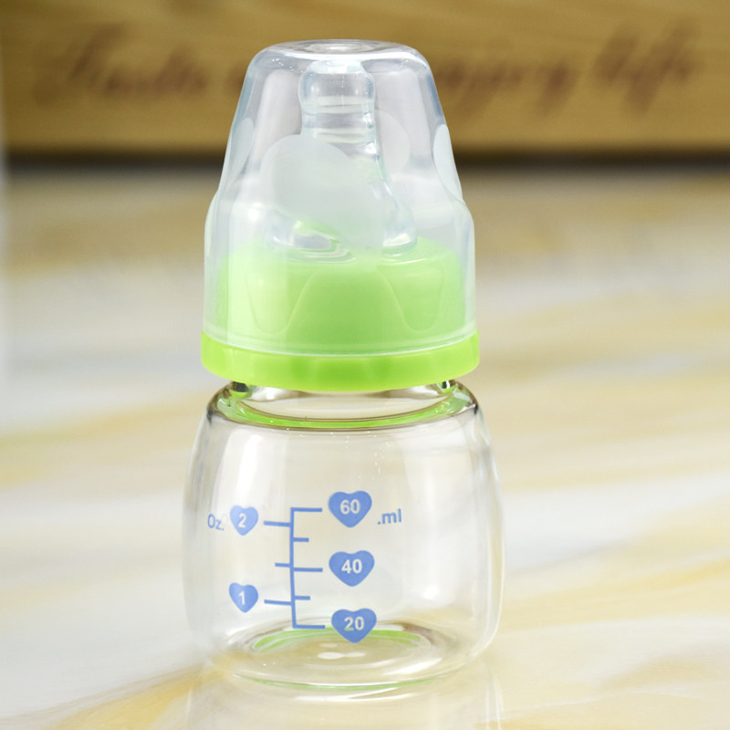 婴儿果汁小奶瓶60ml新生儿标准口径玻璃奶瓶防胀气宝宝喂药喝水