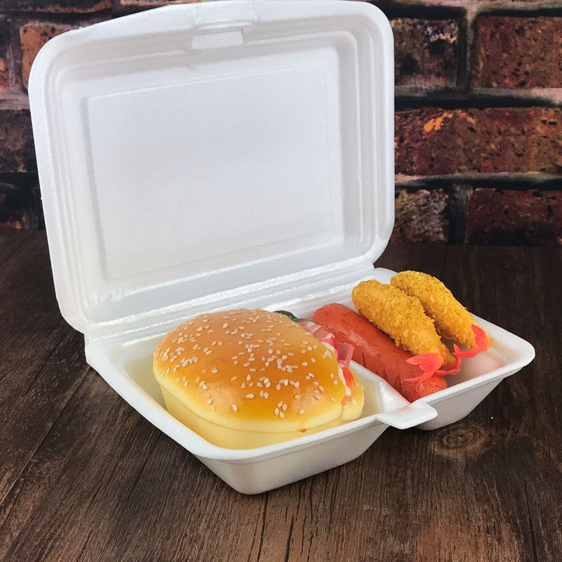 一次性中大号两格分格泡沫盒外卖快餐打包降解餐盒环保双格打包盒
