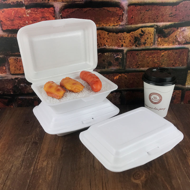 泡沫打包一次性米饭外卖快餐便当白色饭盒50个一次性餐盒