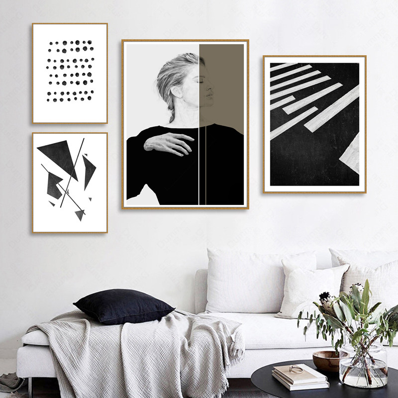 黑白人物装饰画抽象个性艺术墙画现代北欧客厅挂画性冷淡风格壁画