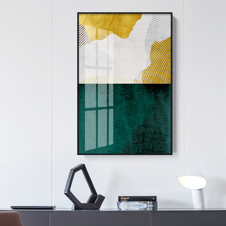 北欧轻奢室内软装挂画书桌走廊休闲区装饰画墨绿现代装饰画