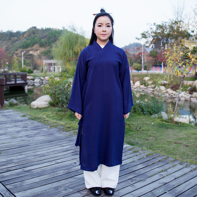 武当亚麻太极服女道士服长三清领道道袍练功太极服