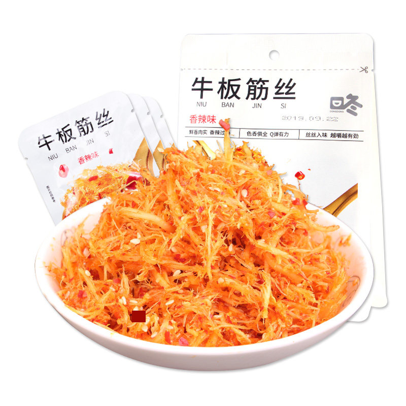 牛板咚咚咚咚牛筋丝120g香辣筋自拌辣条小包包装牛肉类