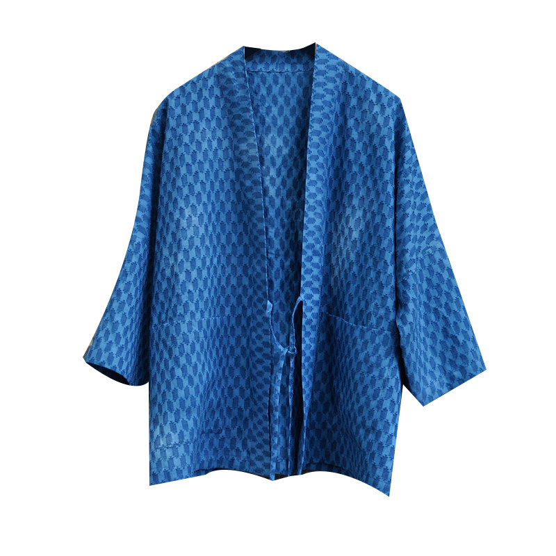 纯手工蓝染改良羽织道袍外套日式和风夏季休闲外套