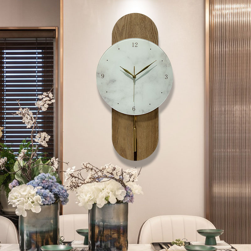 新中式钟表挂钟客厅家用创意轻奢时钟简约木质挂墙装饰艺术石英钟