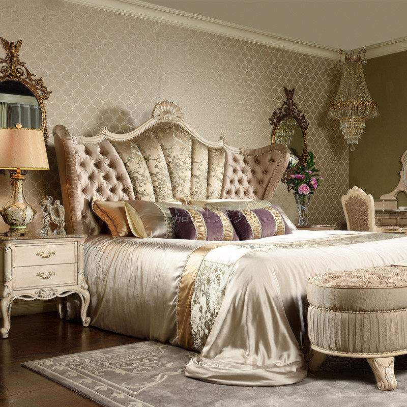 欧式奢华型宫廷原木雕花实木木床法式婚床双人床实木床