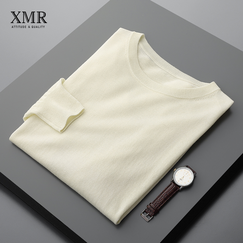 精纺羊绒衫男薄款圆领山羊绒打底毛衣春秋新款羊毛衫男100纯羊毛